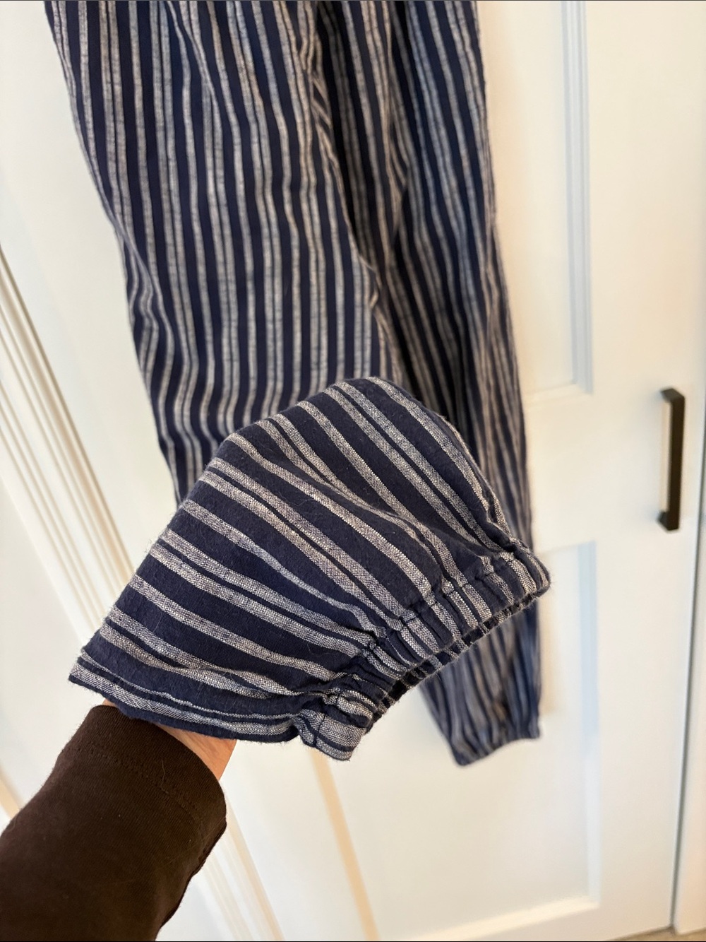 Aerie Navy and White Striped Strapless Jumpsuit with Cute Tie Bust - Picture 6 of 11